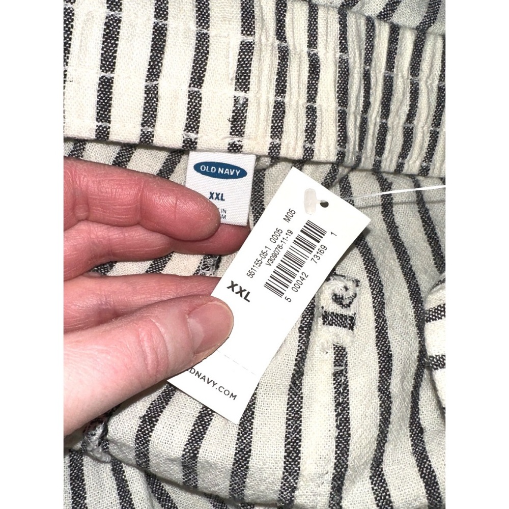 Old Navy Mid Rise Linen Blend Capri cropped stripe pants, size XXL NWT - Picture 4 of 5